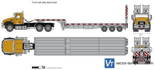 Truck with step deck trailer