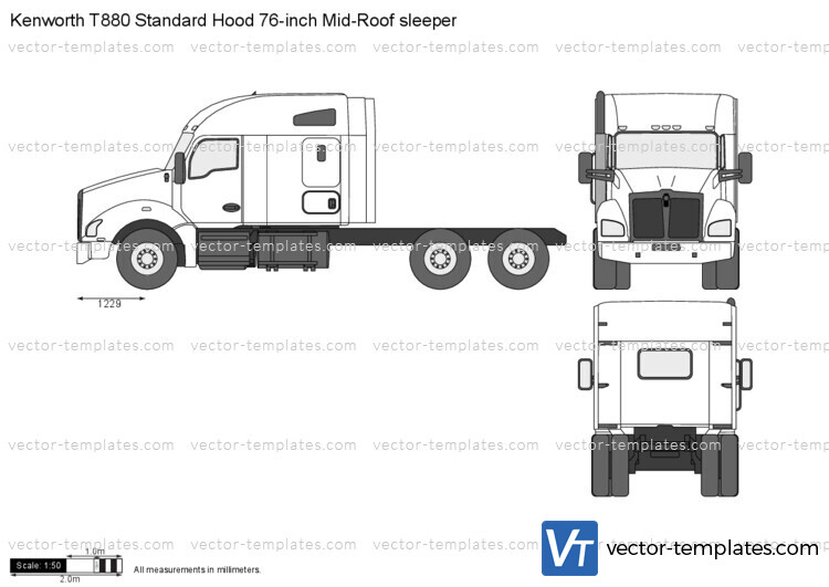 Kenworth T880 Standard Hood 76-inch Mid-Roof sleeper