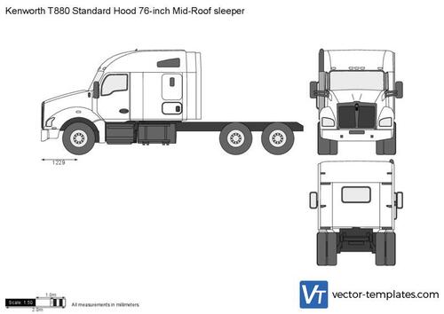 Kenworth T880 Standard Hood 76-inch Mid-Roof sleeper