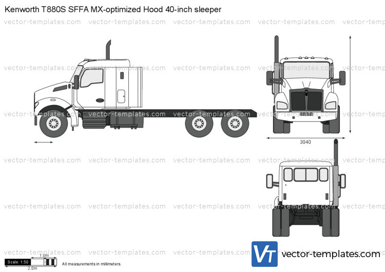 Kenworth T880S SFFA MX-optimized Hood 40-inch sleeper