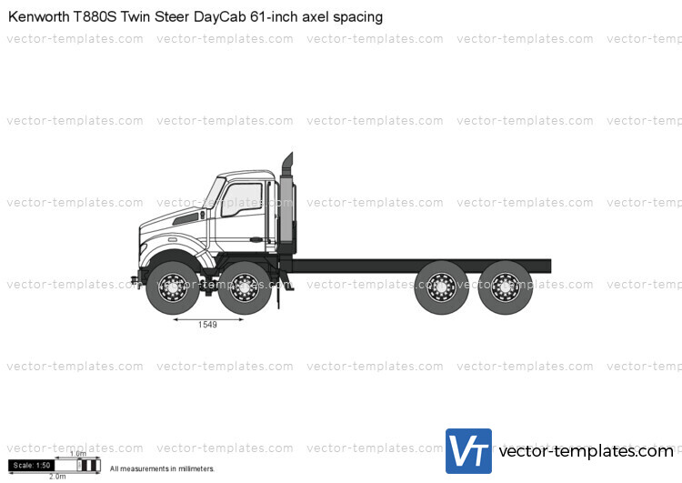 Kenworth T880S Twin Steer DayCab 61-inch axel spacing