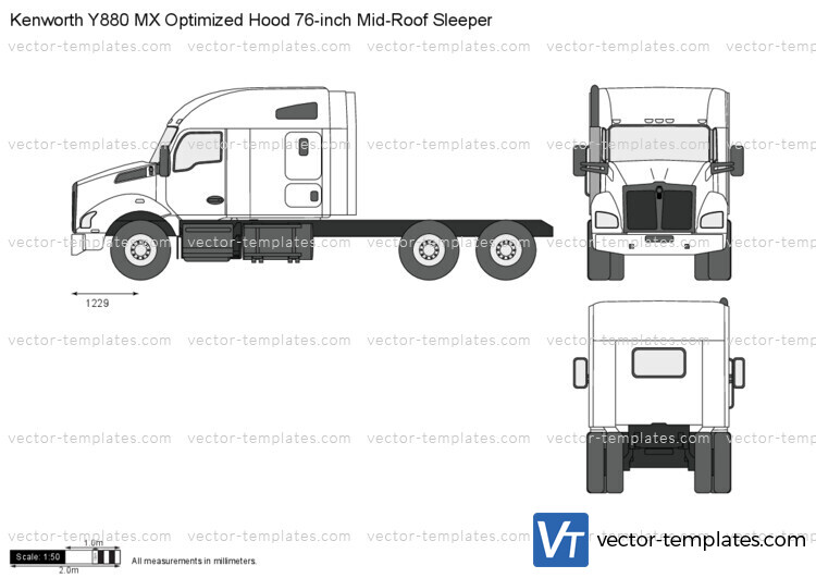 Kenworth Y880 MX Optimized Hood 76-inch Mid-Roof Sleeper