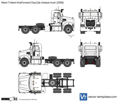 Mack Trident AxleForward DayCab chassis truck
