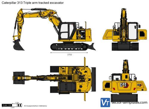 Caterpillar 313 Triple arm tracked excavator