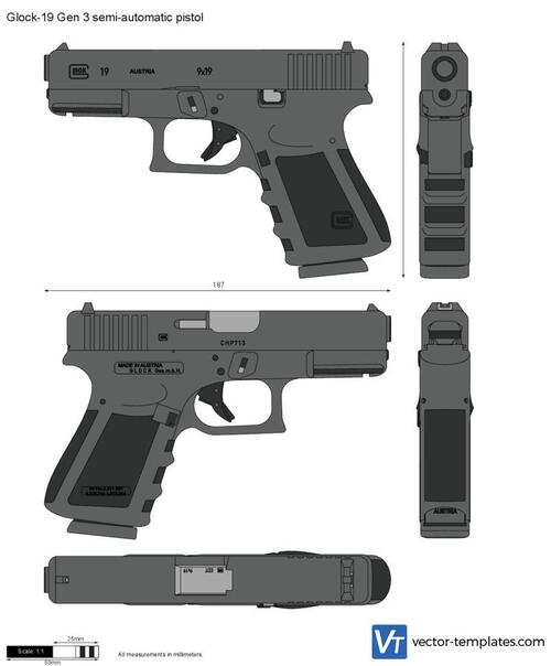 Glock-19 Gen 3 semi-automatic pistol