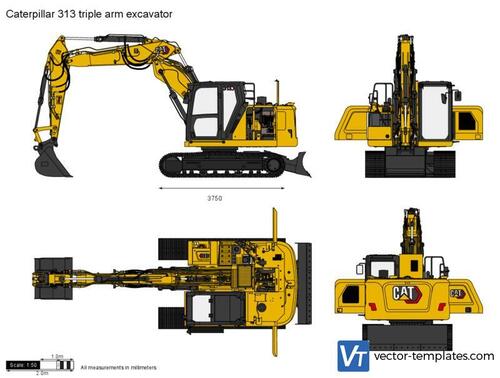 Caterpillar 313 triple arm excavator