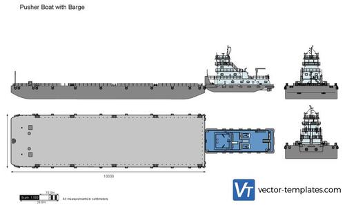 Pusher Boat with Barge