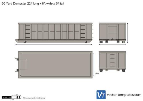 30 Yard Dumpster 22ft long x 8ft wide x 6ft tall