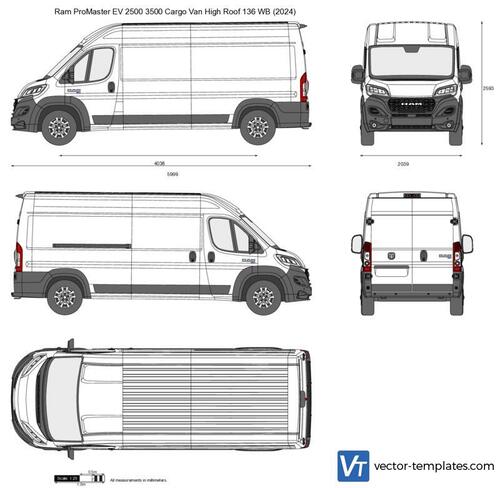 Ram ProMaster EV 2500 3500 Cargo Van High Roof 136 WB